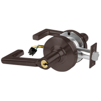 Schlage ND80PD-EL-LON 613 electrified storeroom lock with Longitude lever, dark bronze finish, keyed cylinder