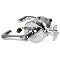 Schlage ND80PD-EL-TLR 625 electrified storeroom cylindrical lock, bright chrome, tubular lever, keyed cylinder