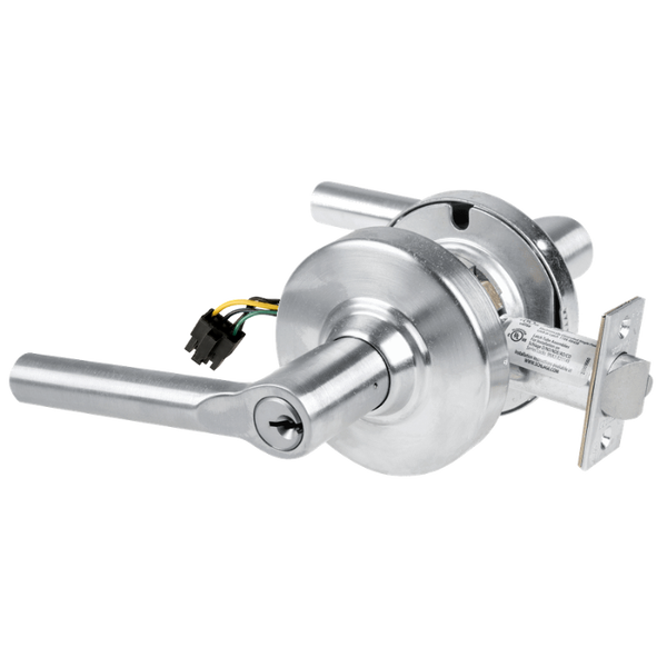 Schlage ND80PD-EU-BRW-626 electrified storeroom lock, satin chrome, Broadway lever with keyed cylinder