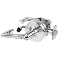 Schlage ND80PD-EU-LON-625 electrified storeroom cylindrical lock, satin chrome, Longitude lever with keyed cylinder