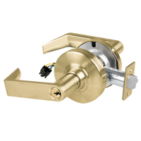 Schlage ND80PD-RHO-RX 606 satin brass storeroom lock with Rhodes lever, keyed cylinder and latch