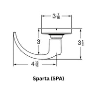 Schlage Sparta SPA cylindrical passage lever trim, non-keyed, curved return lever with round rose