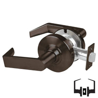 Schlage ND10S-RHO 613 cylindrical passage set, Rhodes lever in dark bronze, non-keyed with round rose