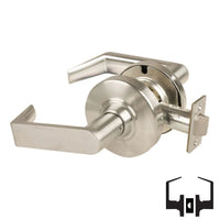 Schlage ND10S-RHO 619 passage lever set, satin nickel cylindrical lock with Rhodes levers and latch