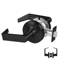 Schlage ND10S-RHO 622 passage lever set, matte black Rhodes levers with round rose and latch