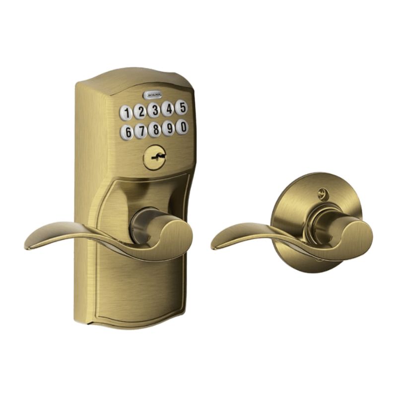 Schlage Residential FE575 CAM-609-ACC Keypad Entry Auto Lock, Sch C Keyway, Satin Brass