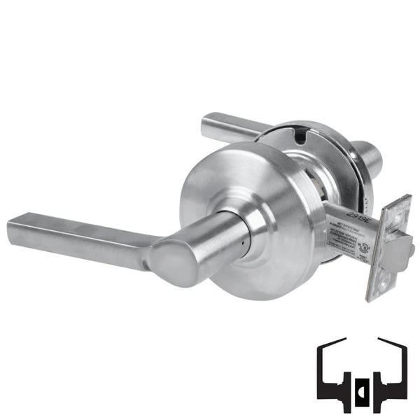 Schlage ND10S-LAT 626 passage lever set, satin chrome cylindrical lock with Latitude lever and latch