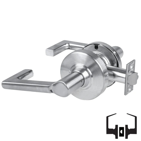 Schlage ND10S-LON 626 passage lever set, satin chrome, Longitude lever with cylindrical rose and latch
