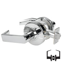 Schlage ND10S-RHO 625 passage lever set, bright chrome cylindrical lock with Rhodes lever and round rose