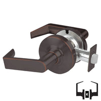 Schlage ND10S-RHO 643E cylindrical passage set, Rhodes lever in dark bronze, non-keyed with round rose