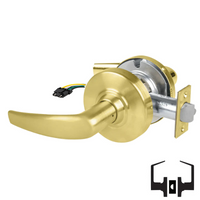 Schlage ND10S-ATH-RX Cylindrical Passage Set, Athens Lever, Non-Keyed, Request To Exit Switch, US4-606 Satin Brass