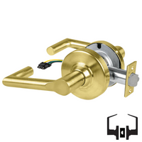 Schlage ND10S-BRK-RX Cylindrical Passage Set, Boardwalk Lever, Non-Keyed, Request To Exit Switch, US4-606 Satin Brass