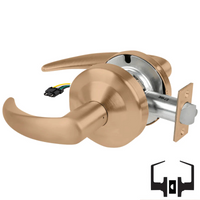 Schlage ND10S-OME-RX Cylindrical Passage Set, Omega Lever, Non-Keyed, Request To Exit Switch, US10-612 Satin Bronze