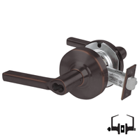 Schlage ND50-BD-LAT 643E cylindrical entrance lock with Latitude lever, dark bronze finish, SFIC less core