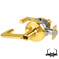 Schlage ND50-BD-LON 605 entrance office lock with Longitude lever, bright brass cylindrical lock, SFIC prep