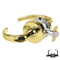 Schlage ND50-BD-SPA 605 cylindrical entrance lock with Sparta lever, bright brass finish, latch and rose