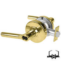 Schlage ND50JD BRW 605 entrance office lock, bright brass Broadway lever with FSIC prep, less core