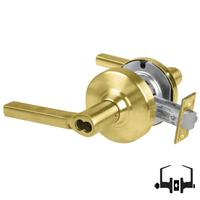 Schlage ND50-JD-LAT 606 satin brass entrance/office lock with Latitude lever and FSIC less core