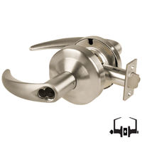 Schlage ND50-JD-OME 619 entrance/office cylindrical lock with Omega lever, satin nickel, less core