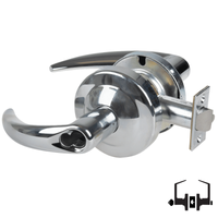 Schlage ND50JD OME 625 entrance/office cylindrical lock, bright chrome Omega lever, FSIC less core