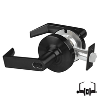 Schlage ND50-JD-RHO 622 entrance lock, black cylindrical lockset with Rhodes lever and latch, less core