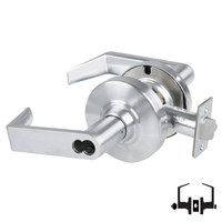 Schlage ND50JD-RHO-626 entrance lock, satin chrome Rhodes lever with FSIC prep and cylindrical latch
