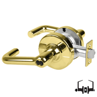 Schlage ND50-JD-TLR 605 entrance/office cylindrical lever lock, bright brass, tubular lever, less core