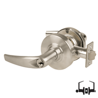 Schlage ND50PD ATH 619 entrance lockset, satin nickel Athens lever with keyed cylinder and latch
