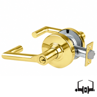 Schlage ND50PD BRK 605 entrance/office cylindrical lock, bright brass Boardwalk lever with keyed cylinder