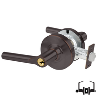 Schlage ND50PD BRW entrance lock, Broadway lever in 643E dark bronze with keyed cylinder and latch