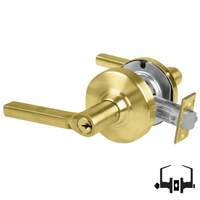 Schlage ND50-PD-LAT 606 entrance lockset, satin brass cylindrical lock with Latitude lever and keyed cylinder