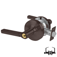 Schlage ND50PD LAT 613 entrance lock, dark bronze cylindrical lockset with Latitude lever and keyed cylinder