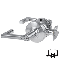 Schlage ND50PD LON 626 cylindrical entrance lock, satin chrome, Longitude lever with keyed cylinder and latch