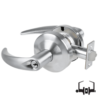Schlage ND50-PD-OME 626 entrance lock with Omega lever, satin chrome cylindrical keyed lever set