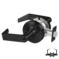Schlage ND50PD RHO 622 entrance office lock, matte black Rhodes lever cylindrical lockset with keyed cylinder
