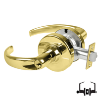 Schlage ND50-PD-SPA 605 bright brass entrance lockset with Sparta lever and keyed cylinder