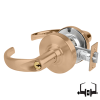 Schlage ND50PD SPA entrance/office lever lock, 612 satin bronze, keyed cylinder with latch and rose