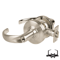 Schlage ND50-PD-SPA 619 cylindrical entrance lock, satin nickel Sparta lever with keyed cylinder and latch