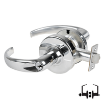 Schlage ND50PD SPA 625 entrance lock, bright chrome cylindrical lockset with Sparta lever and keyed cylinder