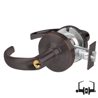 Schlage ND50PD SPA 643E entrance lockset, dark bronze cylindrical lock with Sparta lever and keyed cylinder
