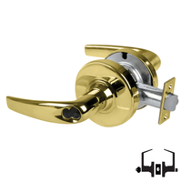 Schlage ND53-BD-ATH 605 entrance lock, polished brass cylindrical lock with Athens lever and latch