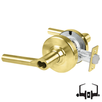 Schlage ND53-BD-BRW entrance lock, Broadway lever, 606 satin brass, SFIC prep less core cylindrical lock