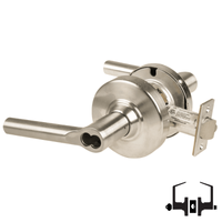 Schlage ND53-BD-BRW entrance lock, Broadway lever, 619 satin nickel, cylindrical lock with latch