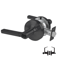 Schlage ND53-BD-LAT 622 entrance lock with Latitude lever, matte black cylindrical lock, SFIC prep less core