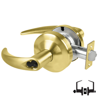 Schlage ND53-BD-OME 606 entrance cylindrical lock, satin brass Omega lever with rose and latch