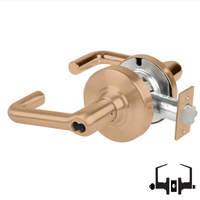 Schlage ND53-BD-TLR 612 entrance cylindrical lock with tubular levers, satin bronze finish, SFIC prep less core