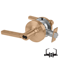 Schlage ND53-JD-LAT 612 entrance cylindrical lock, satin bronze, Latitude lever, FSIC less core