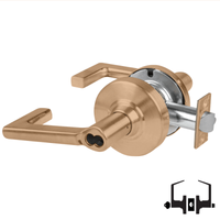 Schlage ND53-JD-LON 612 entrance lock, satin bronze cylindrical lockset with Longitude lever, less core