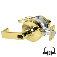 Schlage ND53-JD-RHO 605 entrance lock, bright brass Rhodes lever cylindrical lockset with FSIC prep