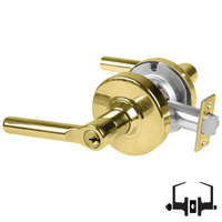 Schlage ND53-PD-BRW 605 entrance lock, bright brass Broadway lever with keyed cylinder and latch